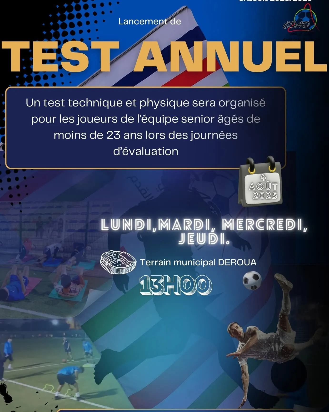 Tests de football seniors – Club Amal Deroua | Saison 2025/2026